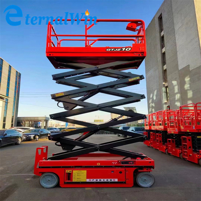 10 m Alteza de elevação 350 kg Red Electric Battery Scissor Lift Platform